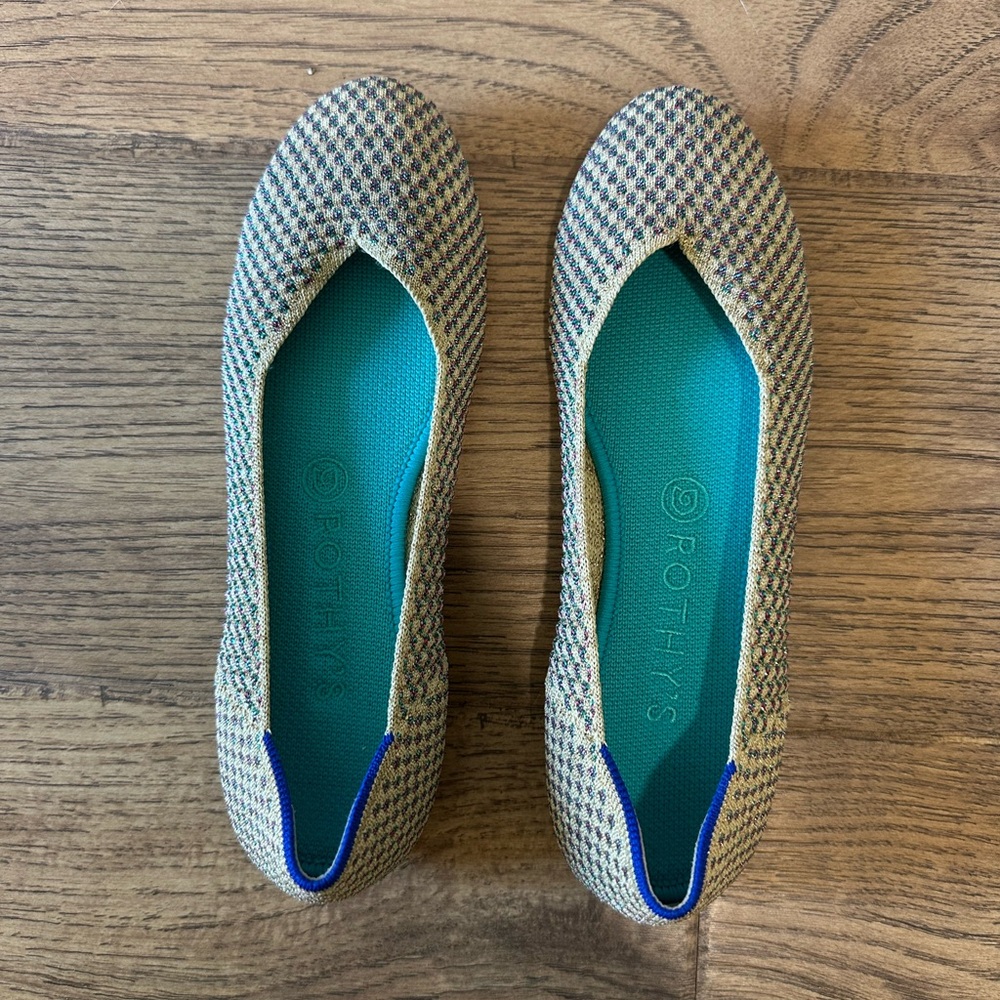 Rothy's Women's Knitted Ballet Flat in Teal & Multicolor